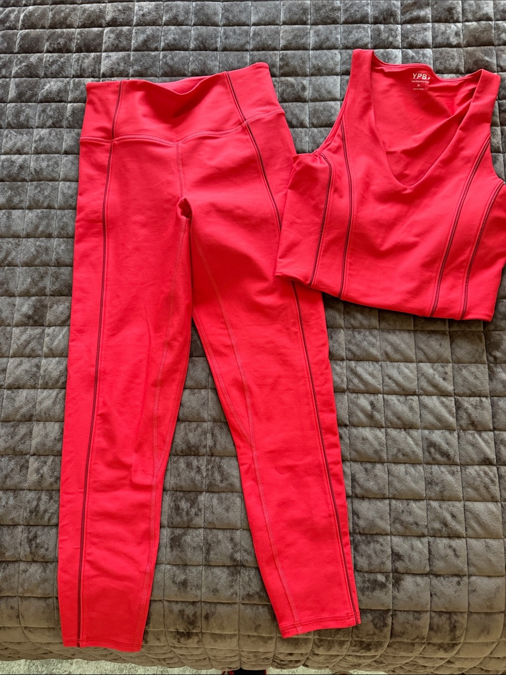 YPB Women's Red High-Waist Leggings & Tank Set